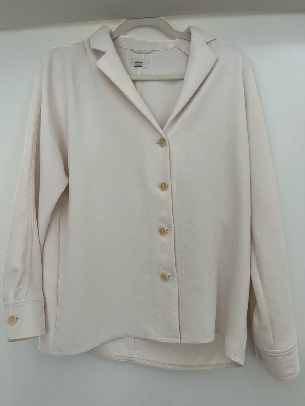 Soft Collared Button-Up Top in Light Blush